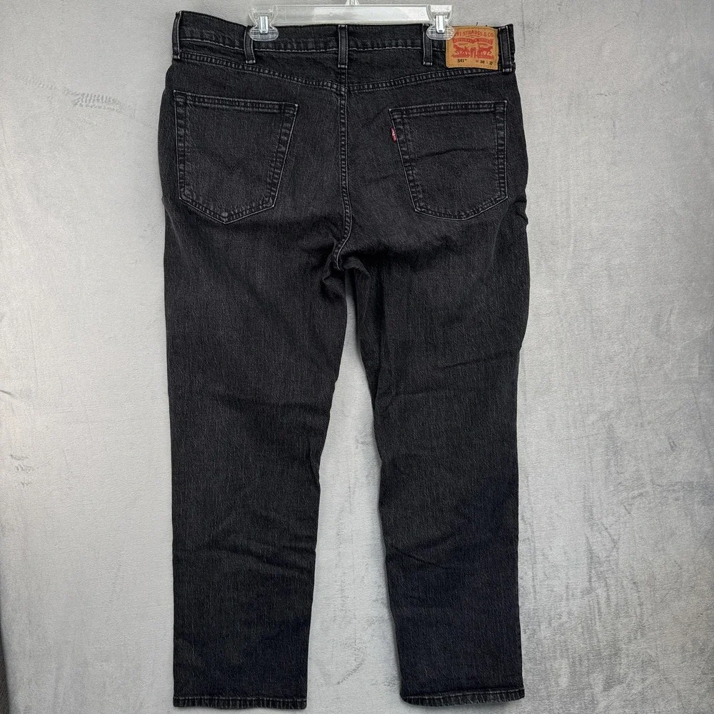 Levis 541 Jeans Mens 38x32 Black Wash Tapered Athletic Fit Stretch Denim